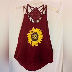 Sunflower Boho Burgundy Strappy Tank Top Sz. S